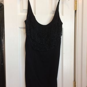 Mini Dress w/ Fringe in Black